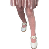 Girls Dotty Tights with Satin Bows On Heel (3 Age Sizes)
